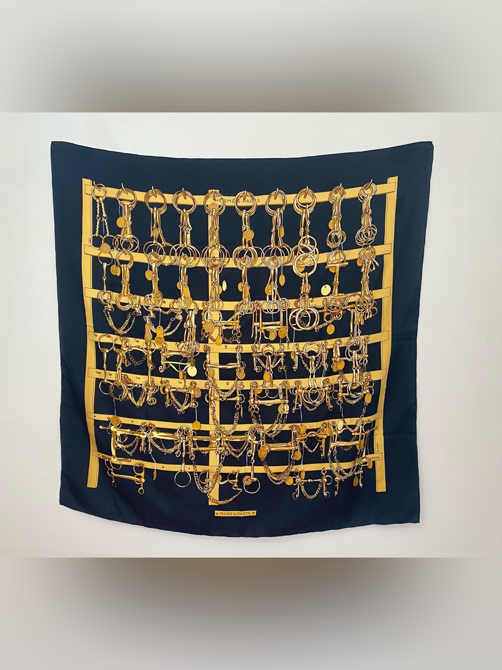 Vintage Hermès Paris “Mors et Filets” Silk Carré Scarf – Marie-Françoise Héron